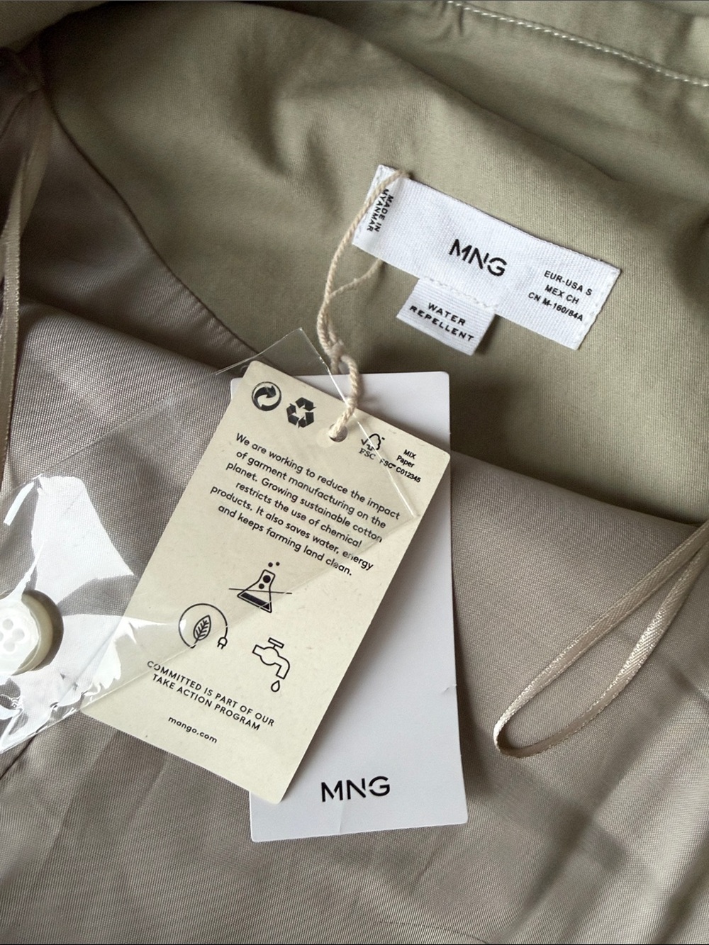 Mango Olive Green Long Trench Coat with Belt - Picture 7 of 8